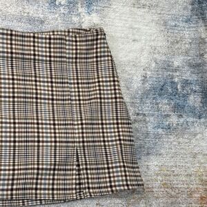 BeCool Y2K Pleated Plaid Mini Skirt Coquette Schoolgirl Academia Brown Blue M